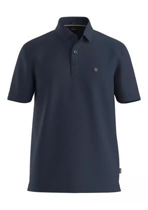 BOSS logo-patch cotton polo shirt - Blue