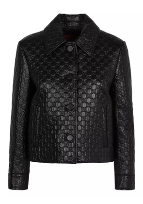 Gucci embossed-GG leather jacket - Black