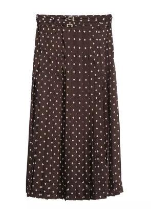 SANDRO pleated patterned midi skirt - Brown