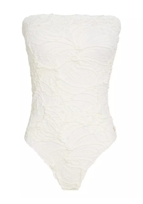 Brigitte Manu floral-jacquard swimsuit - White