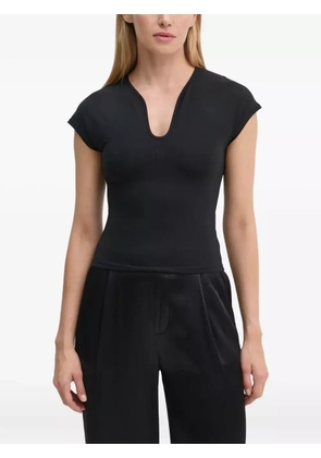 By Malene Birger Venazia V-neck logo top - Black