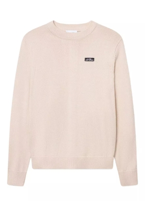 Les Deux Gary logo-patch crew-neck knitwear - Neutrals