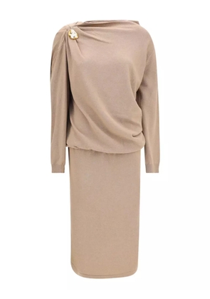 Fabiana Filippi embellished drape-detail dress - Neutrals