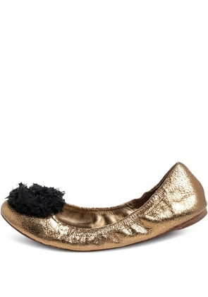 Tory Burch crackled leather ballet flats - Gold