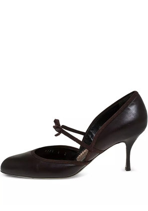 Ferragamo Pre-Owned 70mm bow-embellished leather pumps - Brown