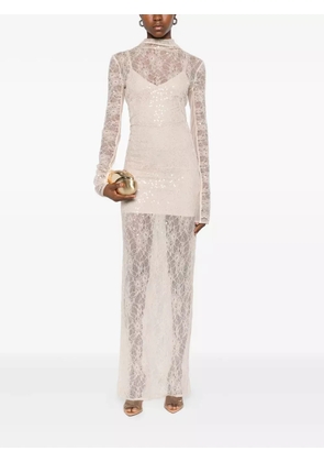 Patrizia Pepe sequin-embellished long-sleeve dress - White
