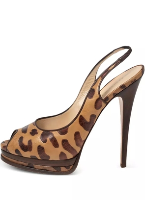 Casadei Vintage leopard-print slingback sandals - Brown