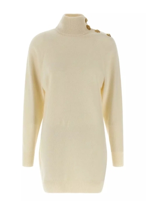 Balmain high-neck button mini dress - Neutrals