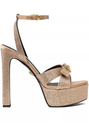 Versace 140mm crystal-embellished platform sandals - Brown