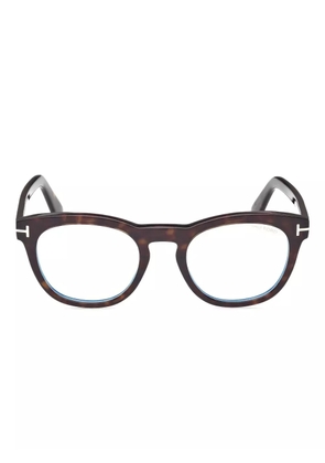 TOM FORD Eyewear hinge-detail round-frame glasses - Brown
