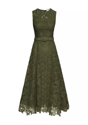 Oscar de la Renta Feather Scroll guipure dress - Green