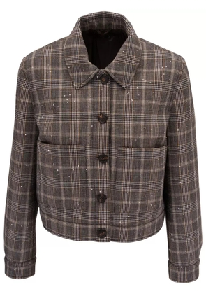 Brunello Cucinelli plaid-checked wool-blend jacket - Neutrals