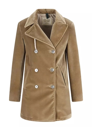 Camplin double-breasted velvet coat - Neutrals