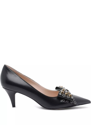 Valentino Garavani 65mm studded-bow pumps - Black