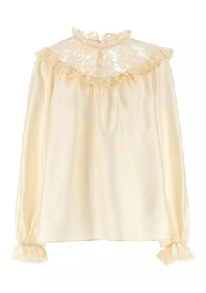 ZIMMERMANN lace ruffled silk blouse - Neutrals