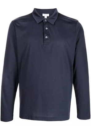 Sunspel button-up long-sleeved polo shirt - Blue