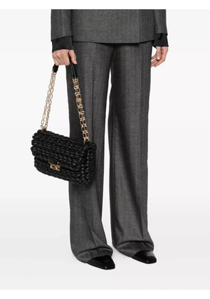 Michael Michael Kors braided-leather chain-strap satchel bag - Black
