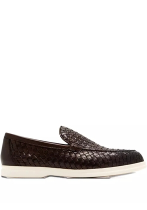 Doucal's woven leather loafers - Brown