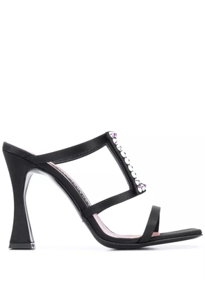 Les Petits Joueurs Hoya studded satin mules - Black