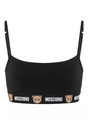 Moschino teddy-print cotton bra - Black