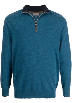 N.Peal half-zip organic cashmere jumper - Blue