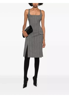 Ferragamo striped pleated midi dress - Grey