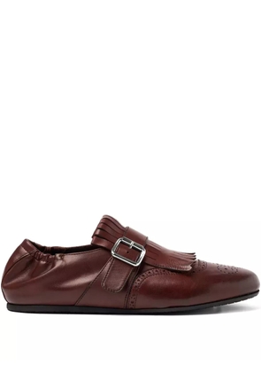 Scarosso Julian fringed buckled monk shoes - Brown