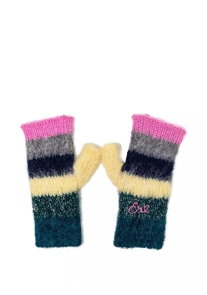 ERL striped embroidered mittens - Green