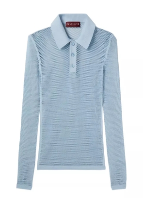 Gucci long-sleeve mesh polo shirt - Blue