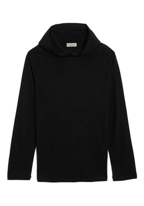 Yohji Yamamoto Super 120 hooded long-sleeve t-shirt - Black