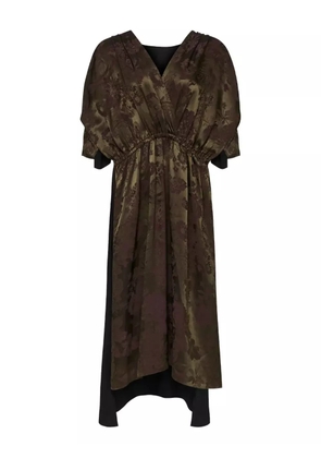 MM6 Maison Margiela floral-print gathered midi dress - Brown