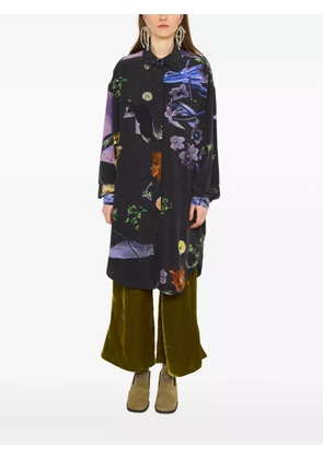 Anntian floral-print silk shirt - Purple