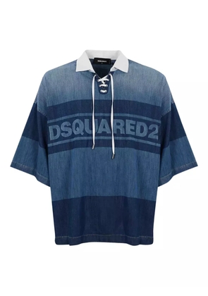 DSQUARED2 lace-up denim polo shirt - Blue