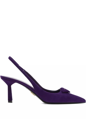 Prada 70mm triangle-logo slingback pumps - Purple