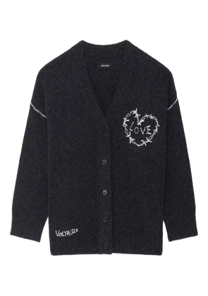 Zadig&Voltaire Arpa heart-embroidery cardigan - Grey