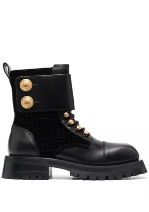 Balmain embossed-button detail ankle boots - Black