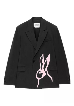 MSGM rabbit-print single-breasted blazer - Black