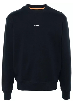 BOSS rubberised-logo cotton sweatshirt - Blue