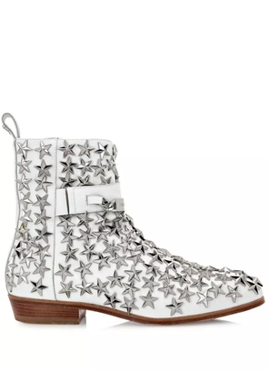 Philipp Plein Stars leather boots - White