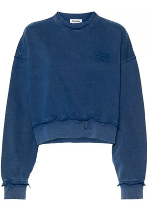 Miu Miu logo-patches cotton sweatshirt - Blue