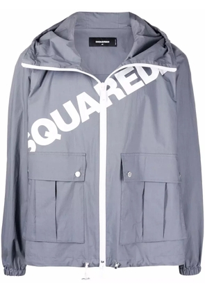 DSQUARED2 logo-print hooded jacket - Grey