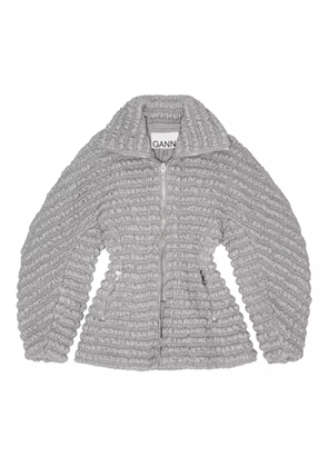 GANNI textured zip jacket - Grey