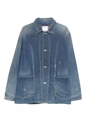 visvim patch-pocket denim overcoat - Blue