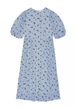 GANNI puffed-sleeve floral dress - Blue