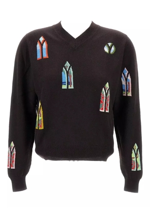 Barrie geometric V-neck sweater - Brown