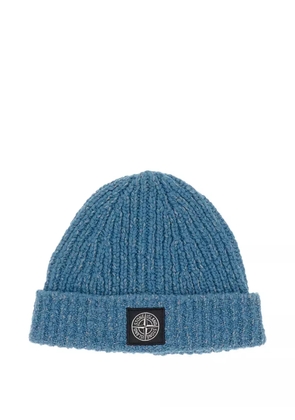 Stone Island ribbed patch beanie - Blue