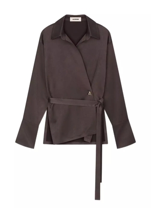 AERON wrap-front satin shirt - Brown