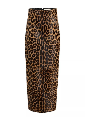 KHAITE leopard print slit maxi skirt - Brown