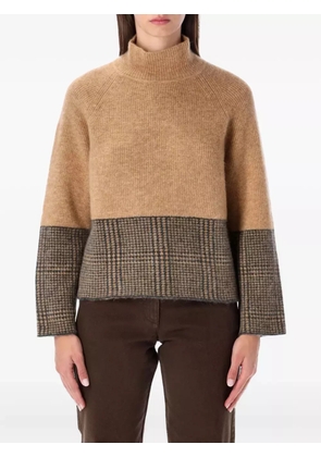 Emporio Armani turtleneck check knitwear - Brown
