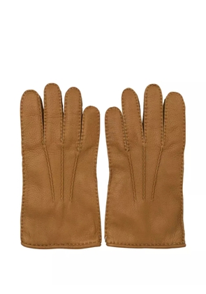 Restelli stitched leather gloves - Brown